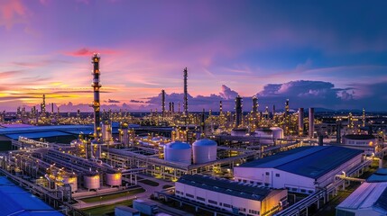 Obraz premium Industrial Complex at Sunset