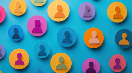 People icons form paper cut, colorful color.