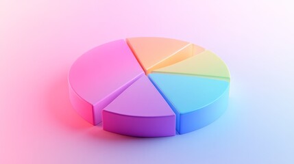 Fototapeta premium Colorful 3D Pie Chart Representation on Gradient Background