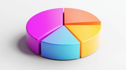 Colorful 3D Pie Chart on a Clean Background