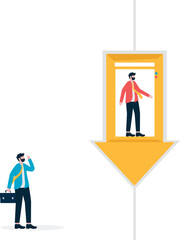 Fototapeta premium Raise and fall of business indicators. Career lift concept.