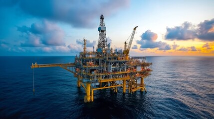 Fototapeta premium Offshore oil rig drilling illustration