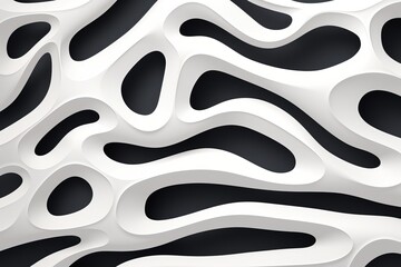 Abstract white and black wave pattern reflecting modern design principles in a creative space