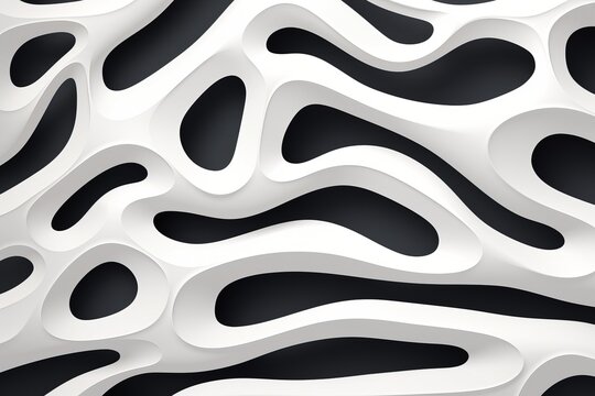 Abstract white and black wave pattern reflecting modern design principles in a creative space