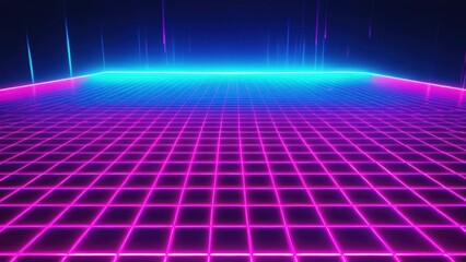 80s neon retro grid background with vibrant pink and blue hues, perfect for synthwave and vaporwave aesthetics, ideal for digital and graphic design