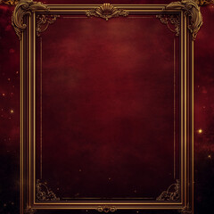 Ornate vintage frame on deep red textured background