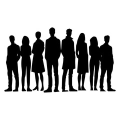 Standing People Silhouette Vector Illustration