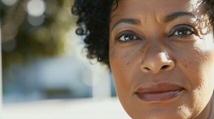 Close-Up of a Confident Mature Woman - an inspiring and powerful visual. The close-up captures the essence of confidence and maturity.