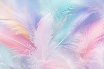Obraz premium Colorful pastel soft feathers background. 