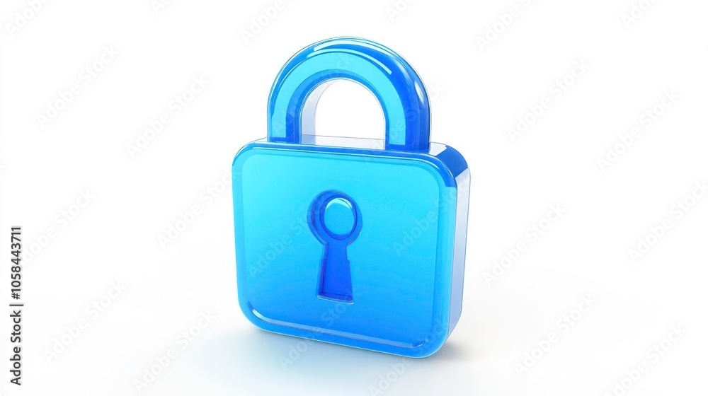 Fototapete in an unlocked 3d icon isolated on white background, there is a blue secure safety lock password bub