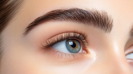 Obraz premium Close-Up of Beautiful Blue Eye with Defined Eyebrows