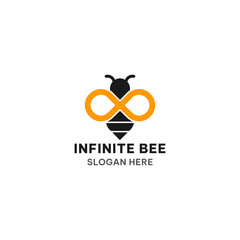 Infinite bee logo template in simple style. Creative bee vector illustration