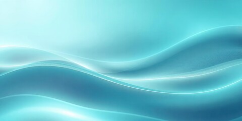 Fototapeta premium Smooth teal waves of light in a soft gradient, creating a calming and futuristic backdrop, gradient, background