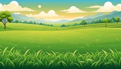 Sky or Green natural enverionment fild Landscapes cartoon art background image 