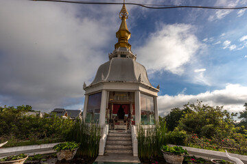 The background of an important tourist attraction in Khon Kaen Province (Wat Thung Setthi) is a large pagoda in the middle of a swamp, tourists always come to see the beauty in Thailand