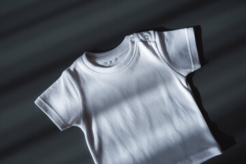 Cute Blank white newborn baby cotton t-shirt mockup template.Little boy girl child tee shirt mock-up