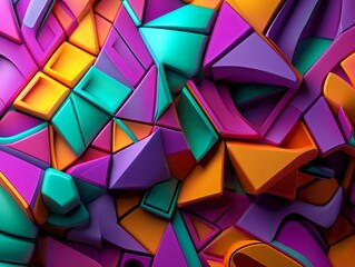 Obraz premium A colorful abstract painting with many different shapes and colors