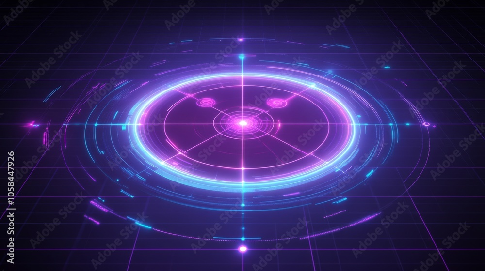 Poster futuristic abstract digital design with glowing circles