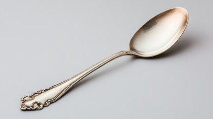 A silver spoon with a handle and a bowl