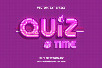Editable text effect - Quiz Time and Quiz Tips 3d cartoon template style premium vector. Trendy color background	