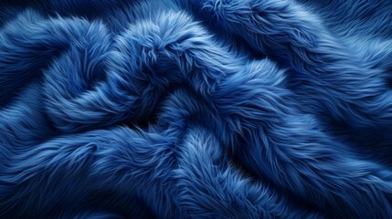 Close up of soft blue faux fur fabric with a wavy pattern.
