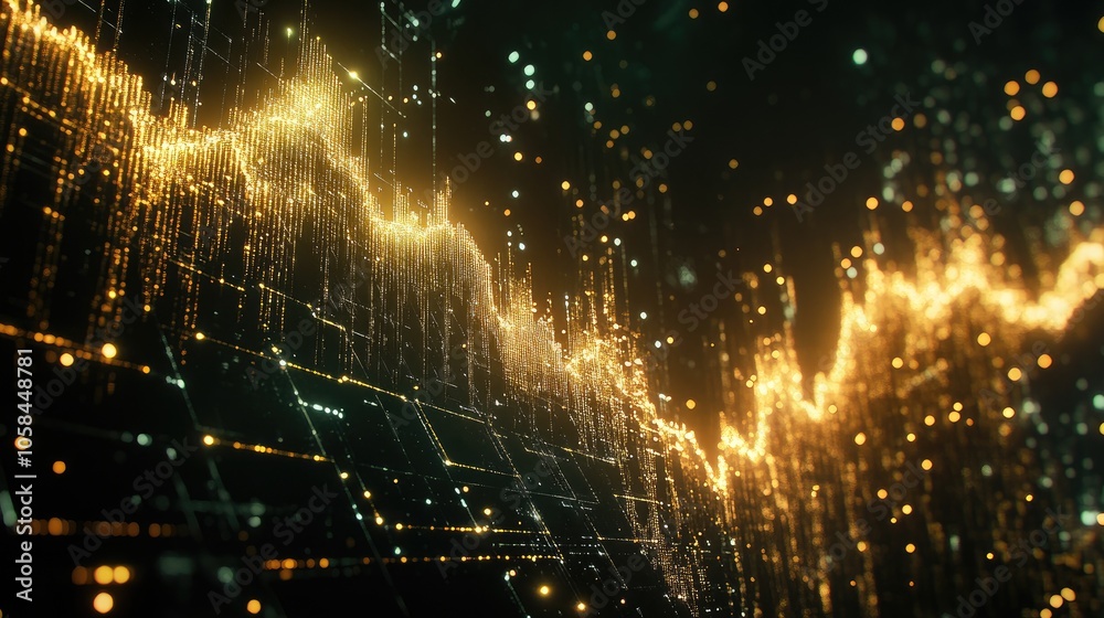 Poster dynamic financial graph with glowing data points