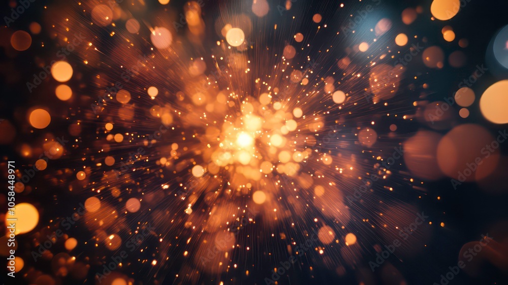 Poster A mesmerizing burst of golden particles creating a dynamic, festive atmosphere.