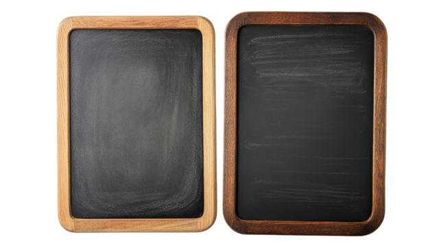 Set of Blank Chalkboards With Wooden Frames on Transparent Background Generative AI