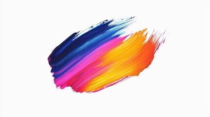 Obraz premium Artistic acrylic brush stroke, bold and colorful, with bright hues isolated on pure white background, ideal for modern design use