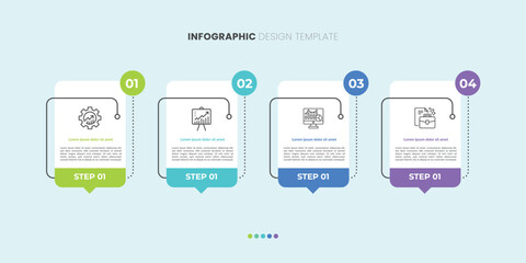 Fototapeta premium Four Step Infographic element design template for presentation. process diagram and presentations step, workflow layout, banner, flow chart, info graphic, etc