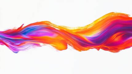 Energetic acrylic brush stroke, a spectrum of vibrant colors, isolated on white background. Perfect for art and design elements