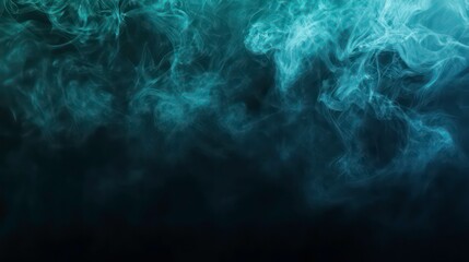 Obraz premium Midnight black to dark teal gradient background with spiraling blue smoke for depth