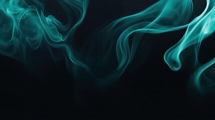 Fototapeta premium Midnight black to dark teal gradient background with spiraling blue smoke for depth