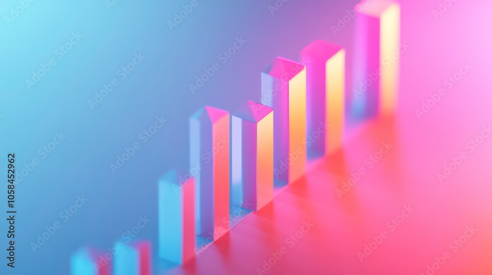 Poster Abstract representation of data with colorful bars and soft lighting.