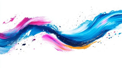 Energetic acrylic brush stroke, a spectrum of vibrant colors, isolated on white background. Perfect for art and design elements