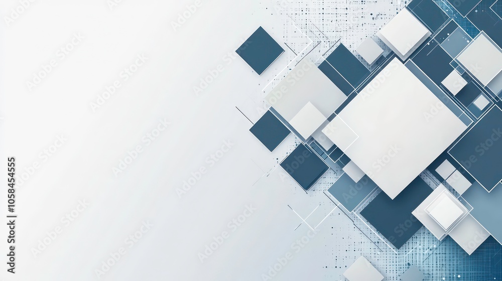 Poster modern geometric 3d mosaic graphics lowpoly template as backdrop abstract background with polygons squares and lines pattern for presentation and copy space banner gray and blue design elements