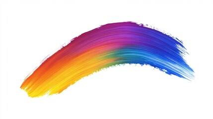 Single brush stroke of acrylic paint, a vibrant rainbow of colors, isolated on pure white. Perfect for adding creative flair to designs