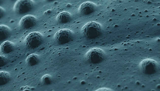 Close-up of biomaterial surface with cell adhesion markers