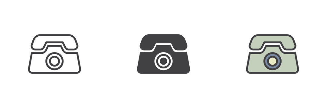 Vintage Telephone different style icon set