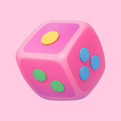 pink dice icon cartoon illustration 