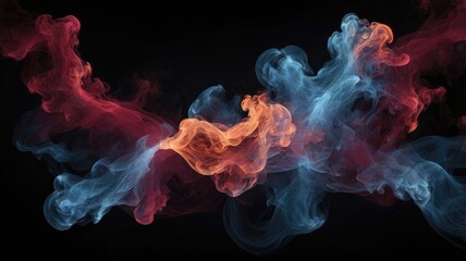 Obraz premium Abstract smoke fire in Maroon and blue light isolated on a black background