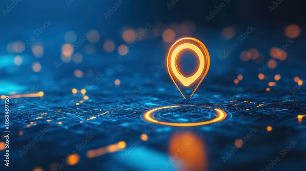 Aufkleber On a blue background with search concept, a map marker and location pin or navigation icon sign are shown