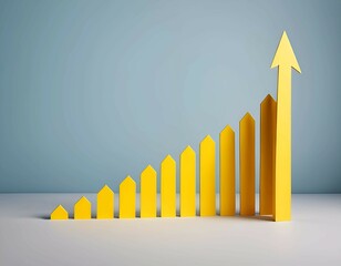  A yellow arrow indicating upward movement on a graph, symbolizing growth or increase in data trends.
