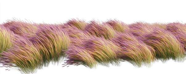 A vibrant, wavy field of purple and green grass creating a natural, flowing texture.
