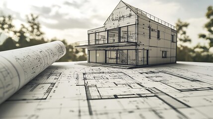 Intricate architectural designs for a contemporary home featuring detailed measurements, calculations, and technical notes in monochrome tones.