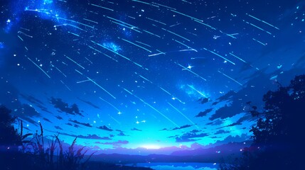 Fototapeta premium Night Sky with Shooting Stars