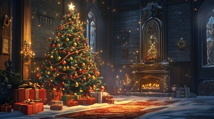 Christmas Tree with Decorations And Gift 