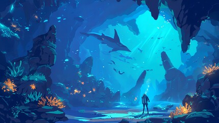 Fototapeta premium Underwater Cave Exploration