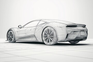 Wireframe design highlights modern principles in a conceptual high-tech automobile.