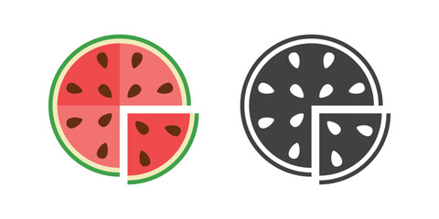 Watermelon icon in flat style. Fresh sweet and healthy fruit vector illustration on isolated background. Summer food sign business concept.